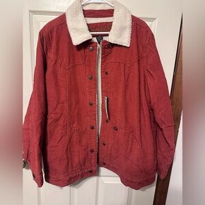 Wrangler Burnt Orange Corduroy Jacket with Cream Sherpa Collar